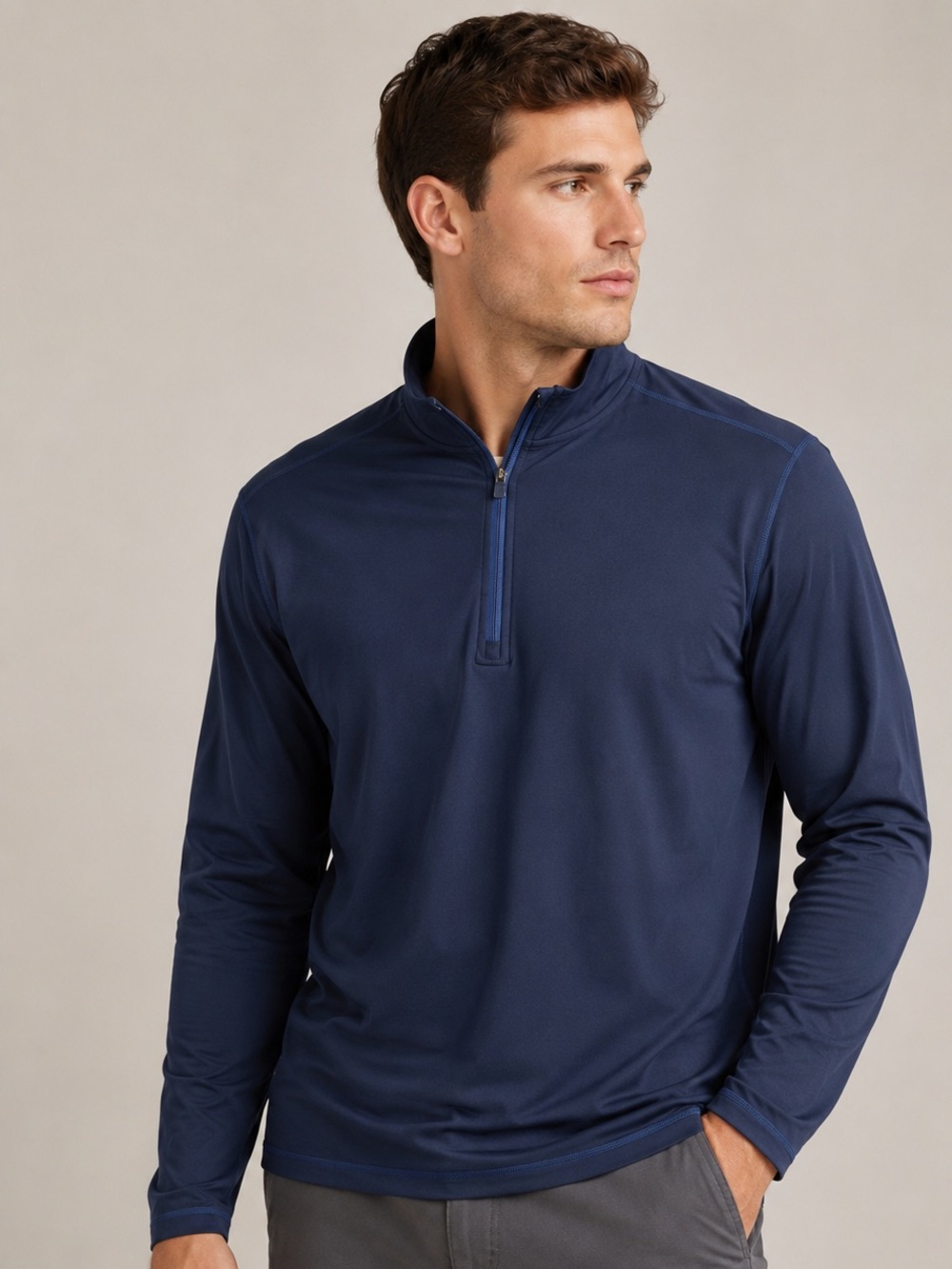 32 Degrees Heat Tech Navy Quarter Zip Pullover Thermal Fleece Lined Size Large